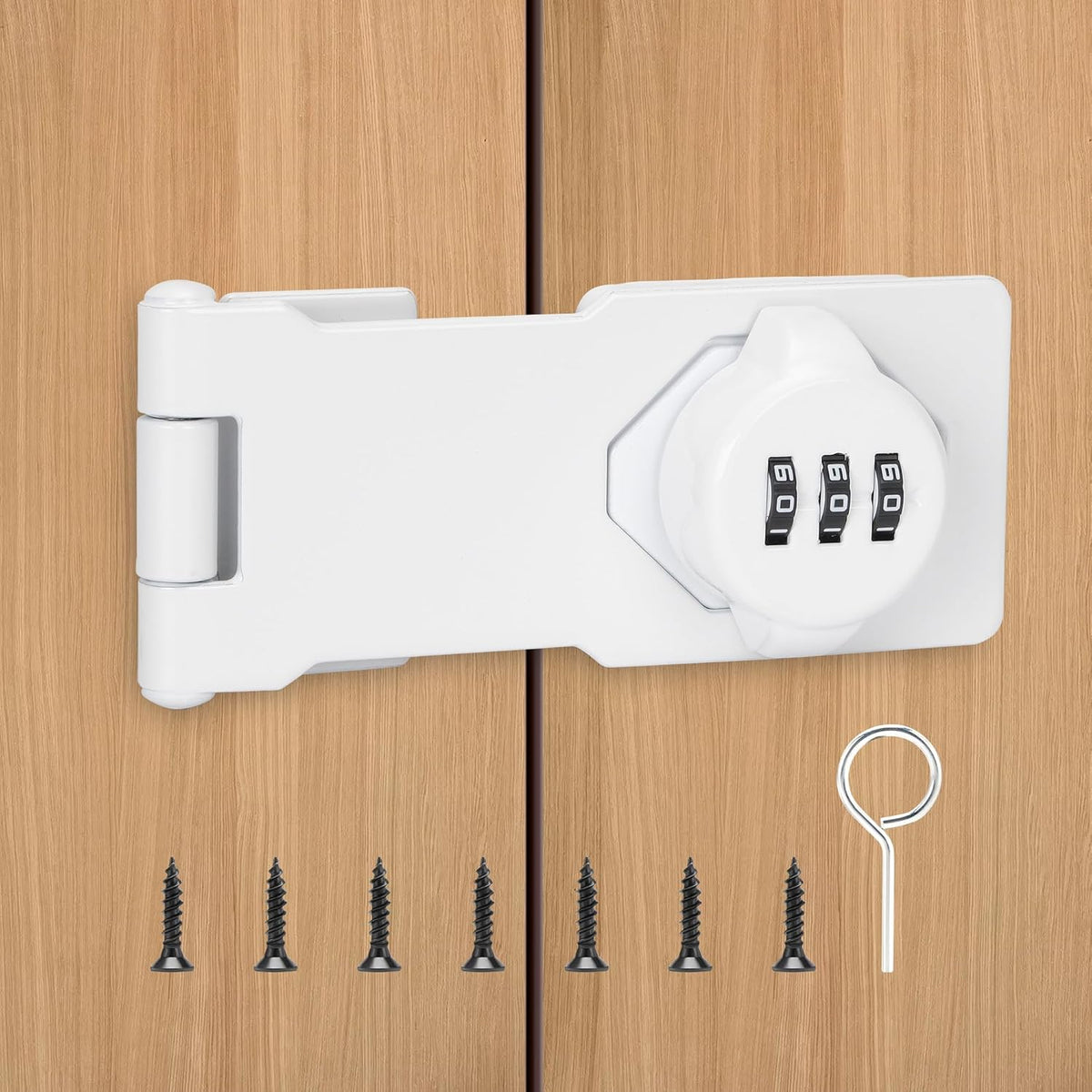 Keyless Cabinet Lock with Combination Code - 3-Digit Password Hasp Latch Lock for Drawers, Bifold