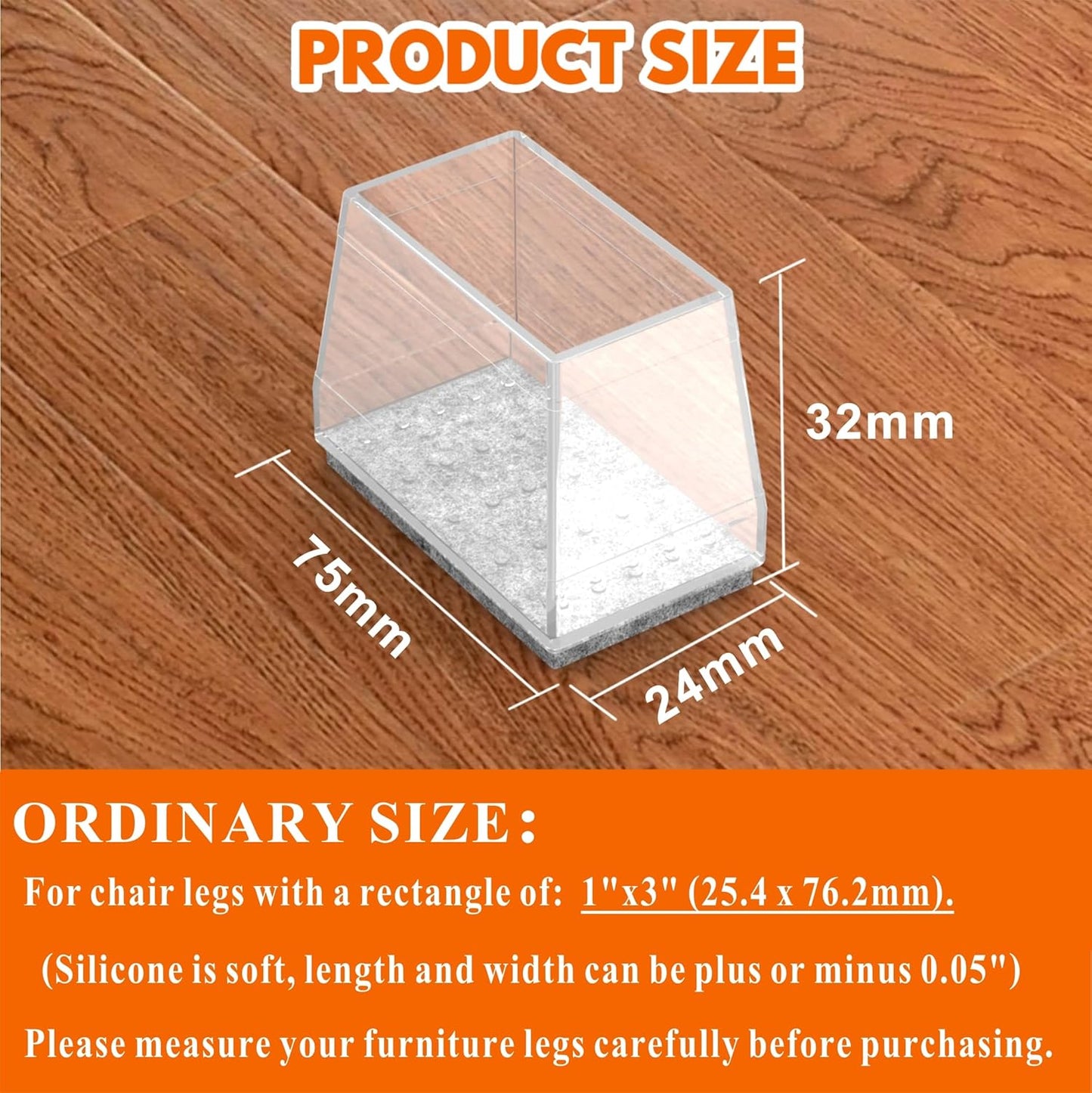 Rectangle Chair Leg Protectors for Hardwood Floors,16 PCS Silicone Covers to Protect Wood Tile