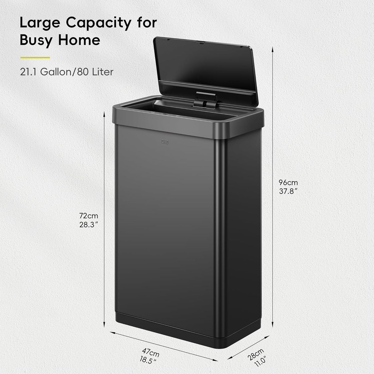 EKO Mirage X 80 Liter / 21.1 Gallons Motion Sensor Trash Can, Automatic Large Kitchen Trash Can