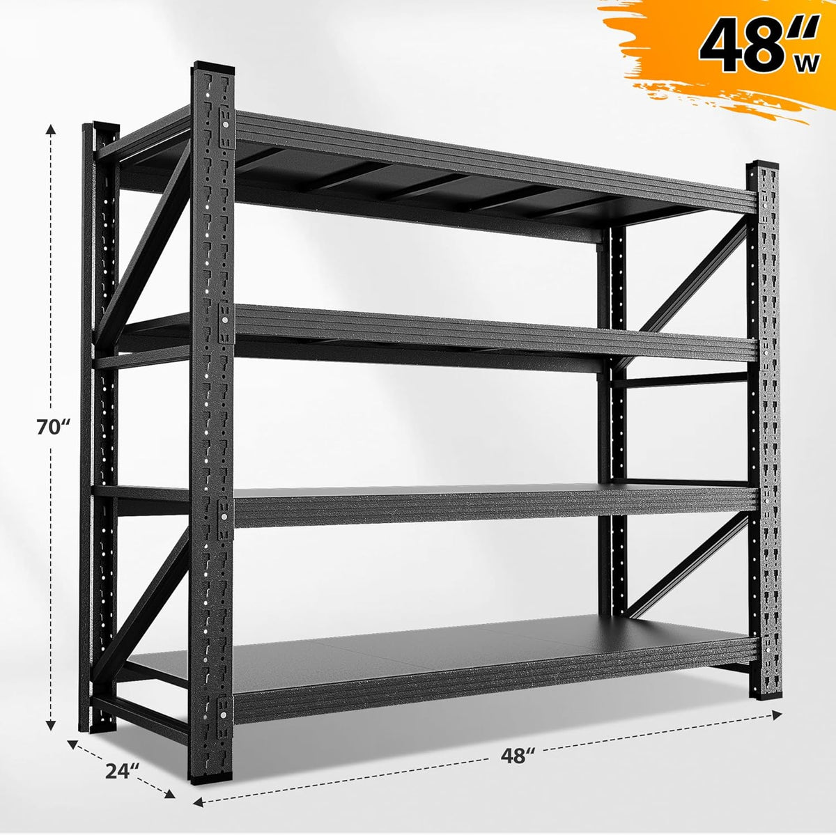 3000LBS Storage Shelves, 48" W Heavy Duty Garage Shelving Unit, Adjustable Industrial Shelving, 4