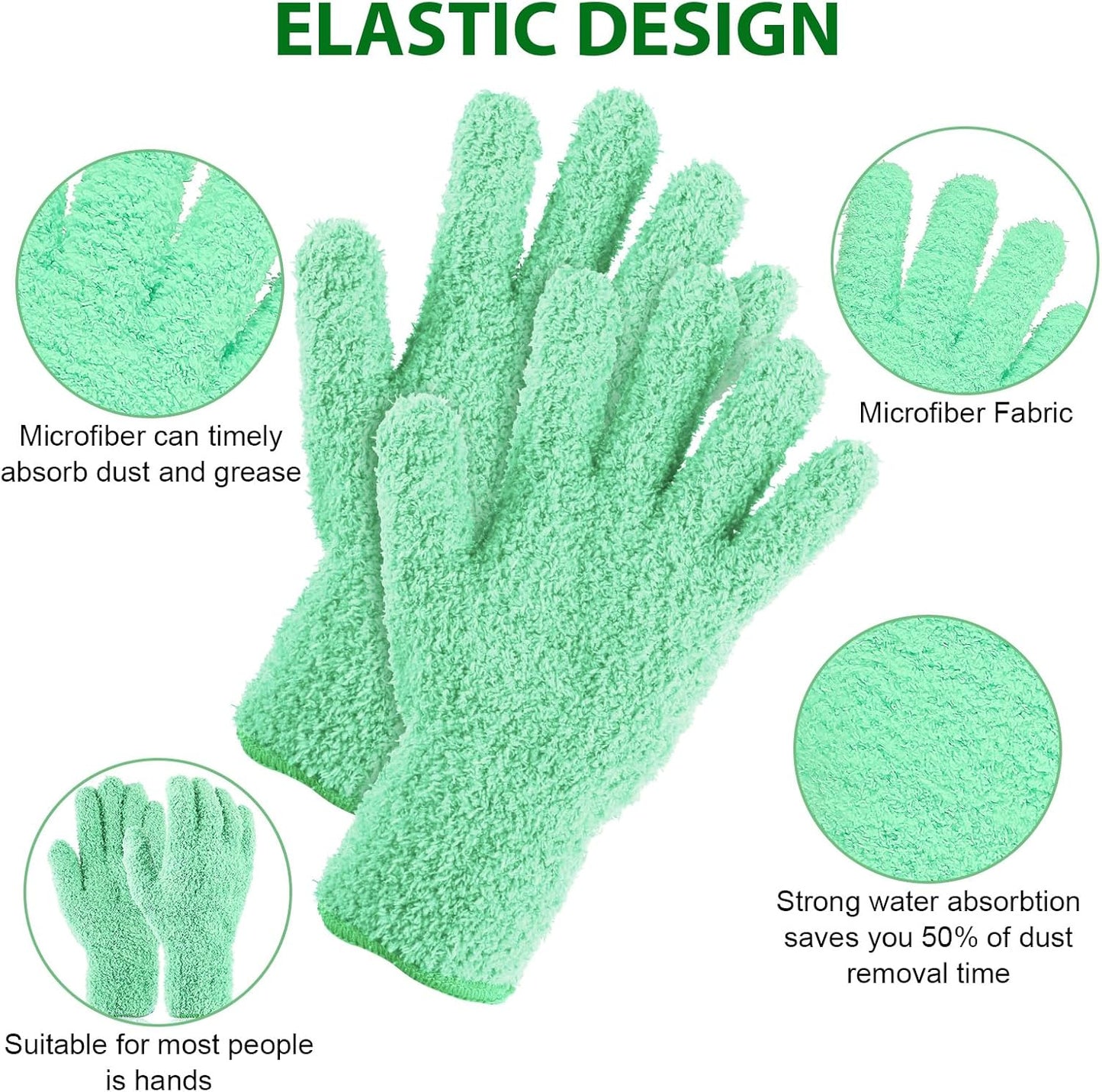 Plant Dusting Gloves, Microfiber Dusters for Cleaning Kitchen Indoor Mitt for House Use Desk Window