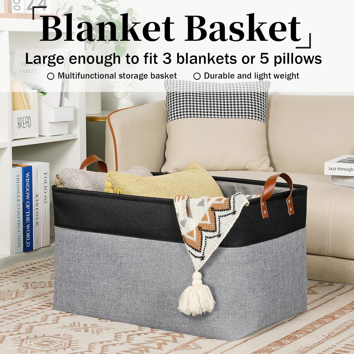 DULLEMELO Extra Large Storage Basket 22X15, 70L Foldable Fabric Toys Baskets Organizer Bins