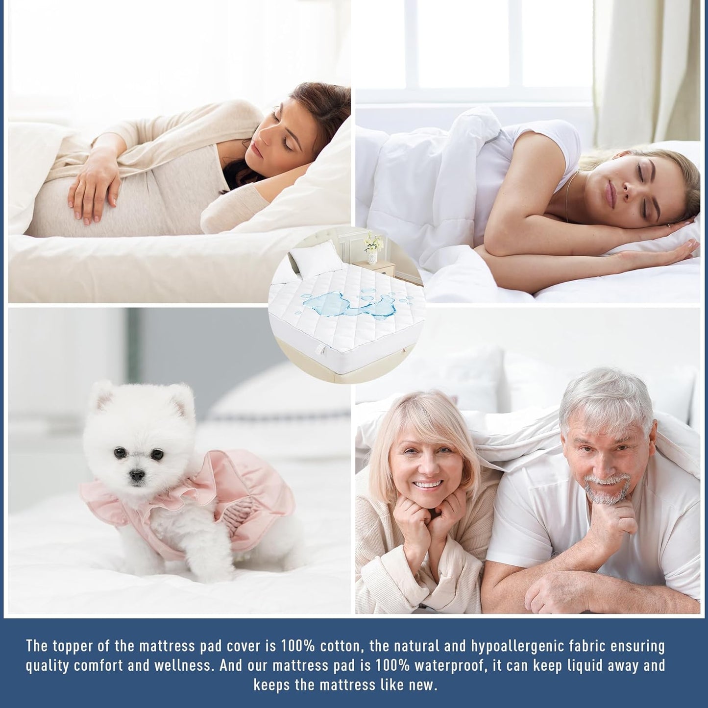 Sunflower Quilted California King Mattress Protector, Mattress Pad Cal King, Cotton Calking