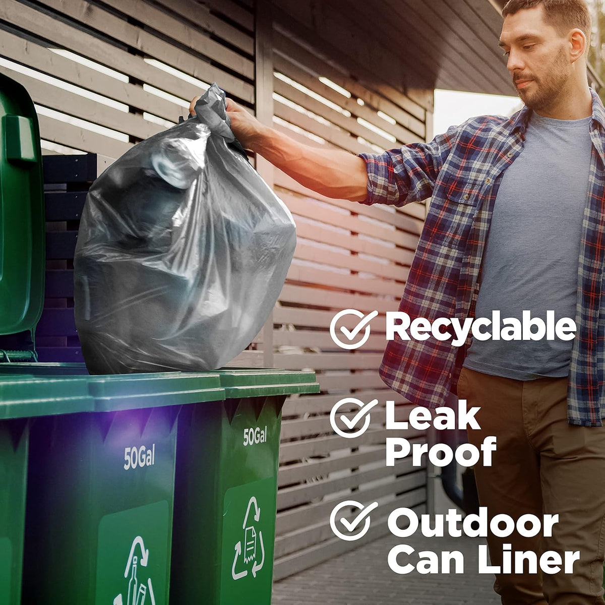 ToughBag 40-42 Gallon Trash Bags, 2.5 Mil Contractor Bags, Heavy Duty Large Trash Can Liners