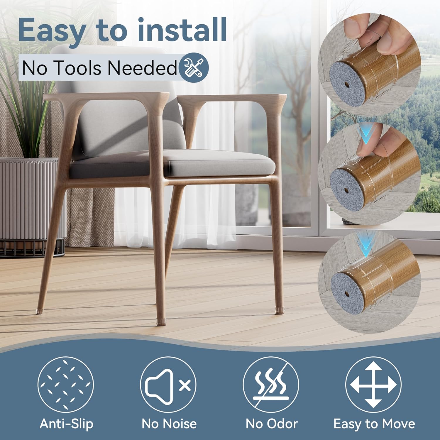 24PCS Silicone Chair Leg Floor Protectors for Hardwood Floors, Thicken Rubber Chair Leg Cap Covers