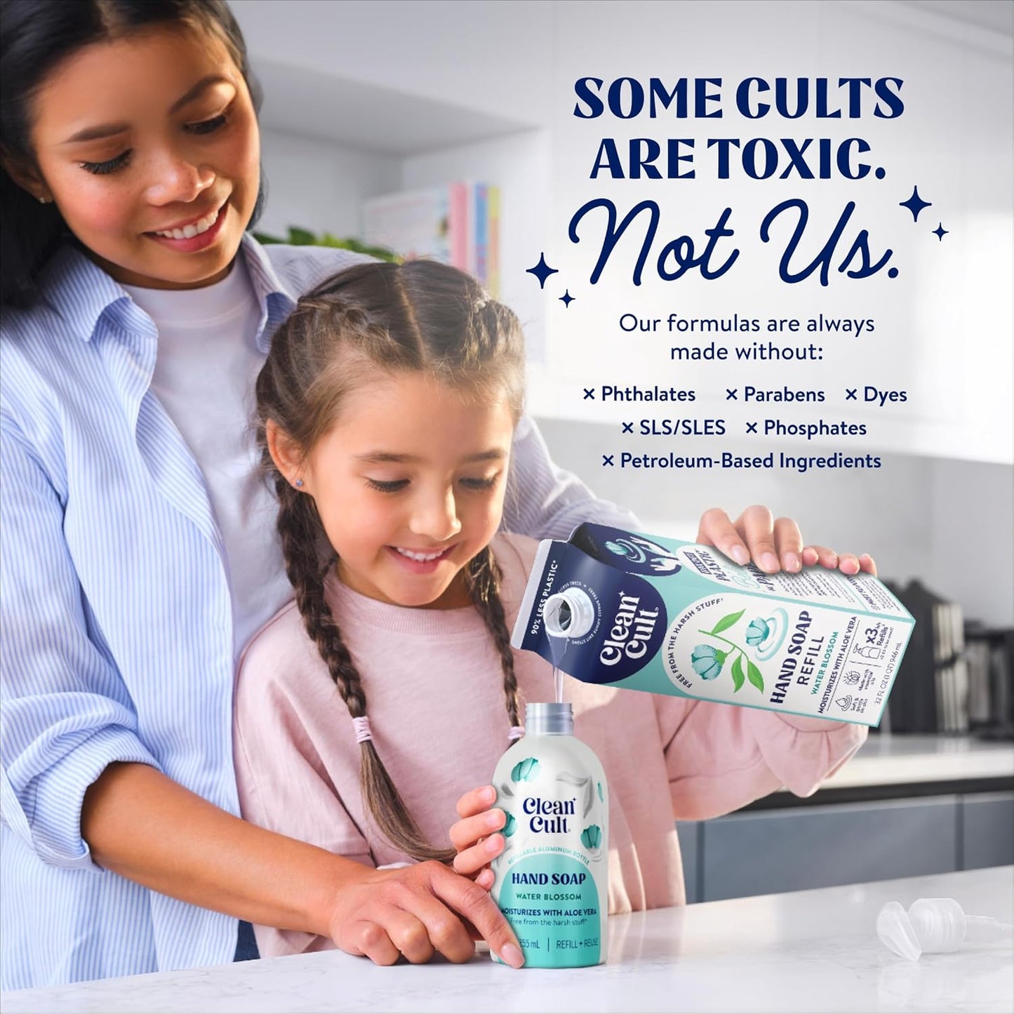 Cleancult Liquid Hand Soap Refill - Water Blossom - Moisturizes Dry & Sensitive Skin - Made with