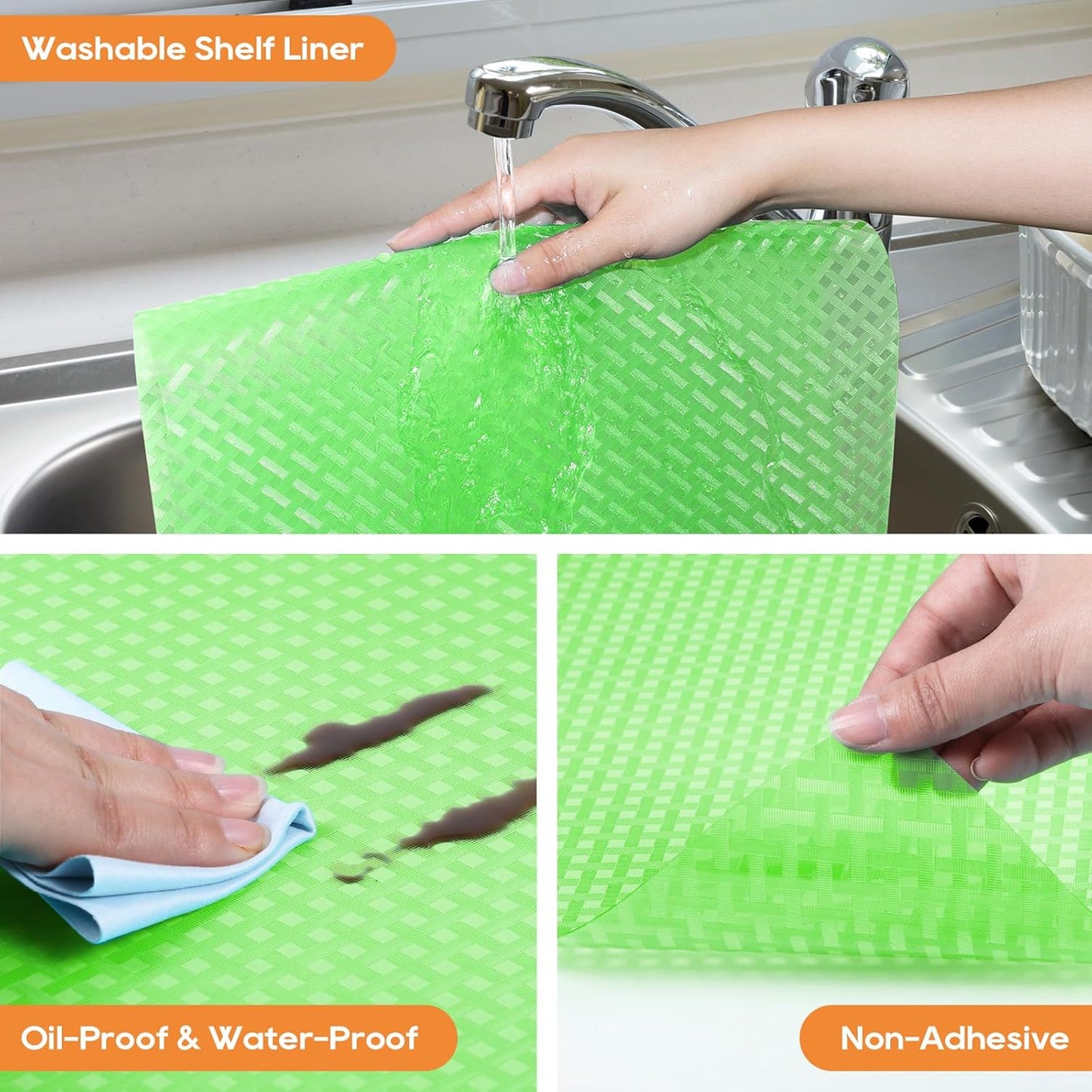 Green Fridge Liner Shelf Liners for Kitchen Cabinet Refrigerator Liners Waterproof & Oil-Proof