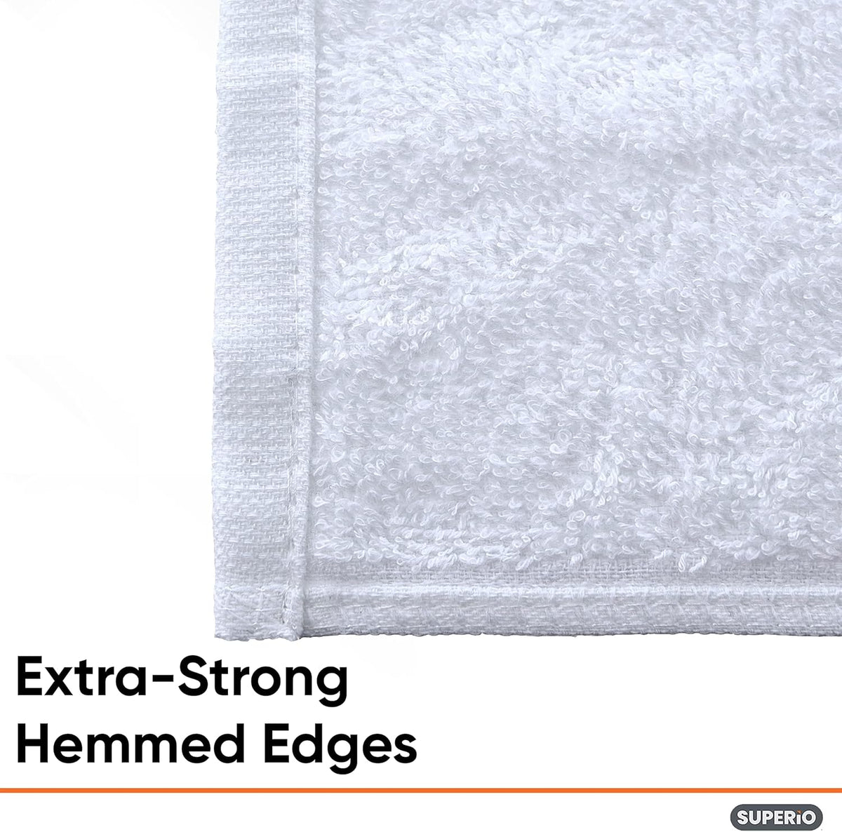 Superio Terry Cloth Rags White Washcloths 100% Cotton 12" Cleaning Cloths, Kitchen Towels, Facial