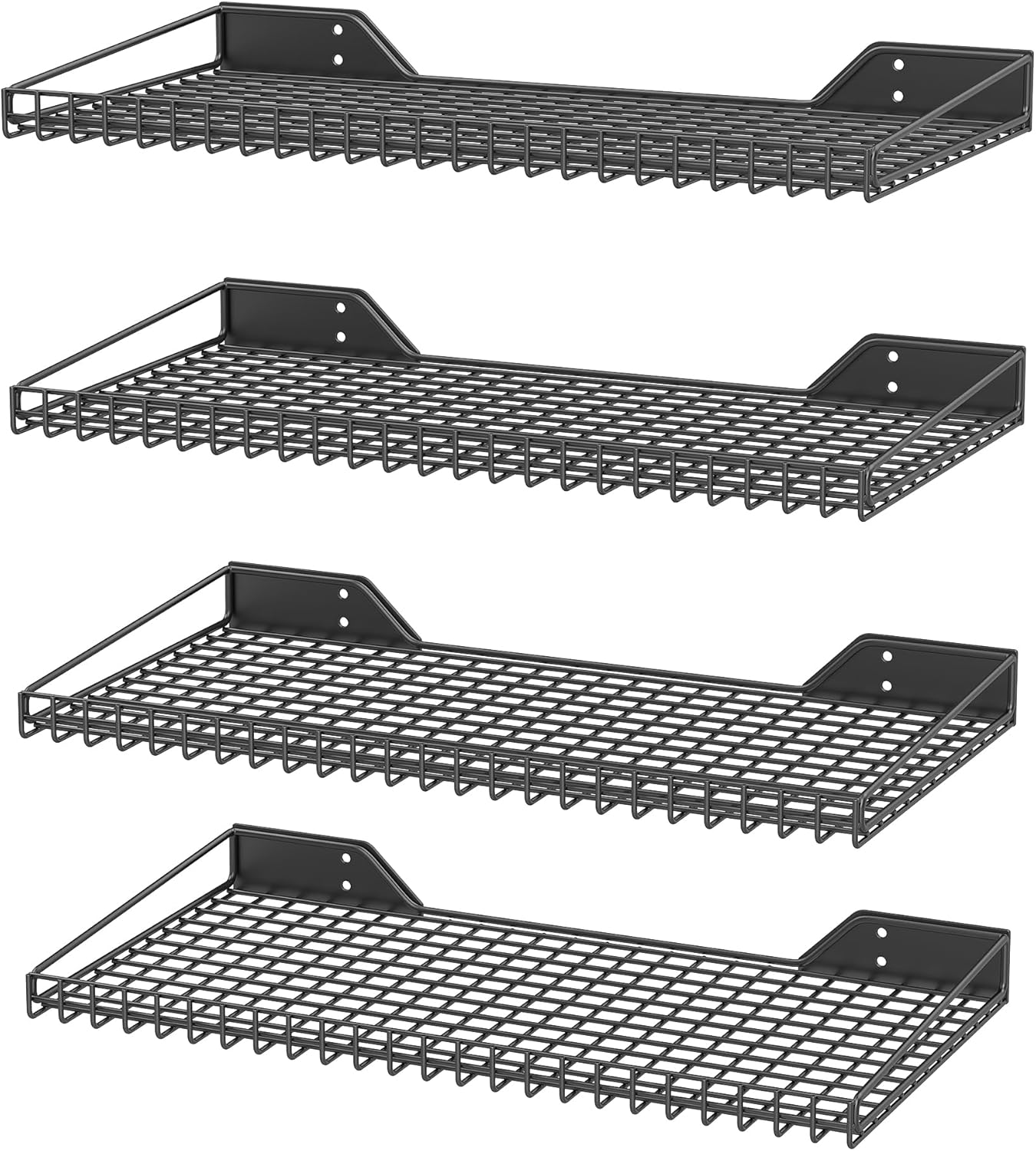 Ultrawall Wall Mounted Storage Shelf for Garage, 4 Pack Metal Shelf Rack, Heavy-Duty Wall Organizer