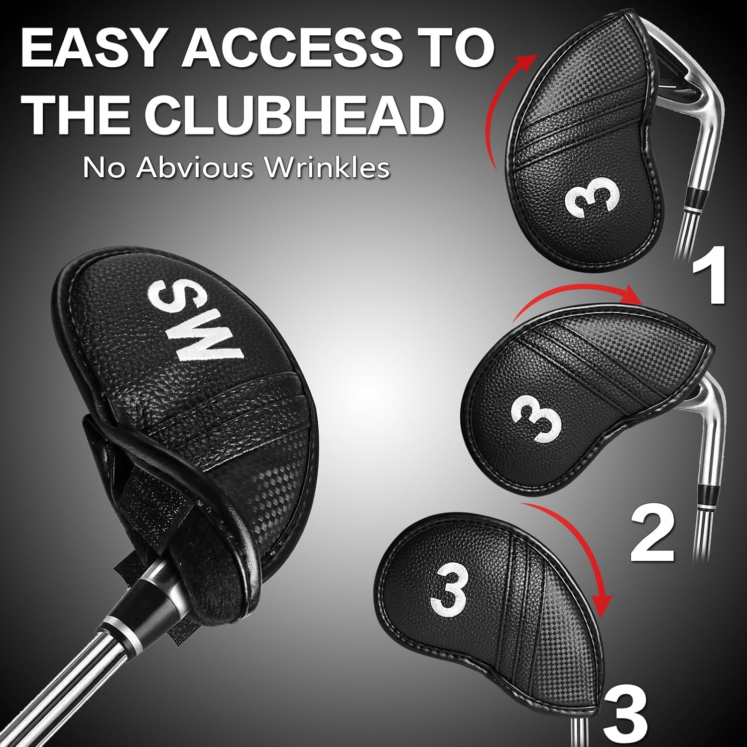 Amy Sport Golf Iron Head Covers Value 12 Pcs Set Thick Synthetic Leather, Protection Weatherproof
