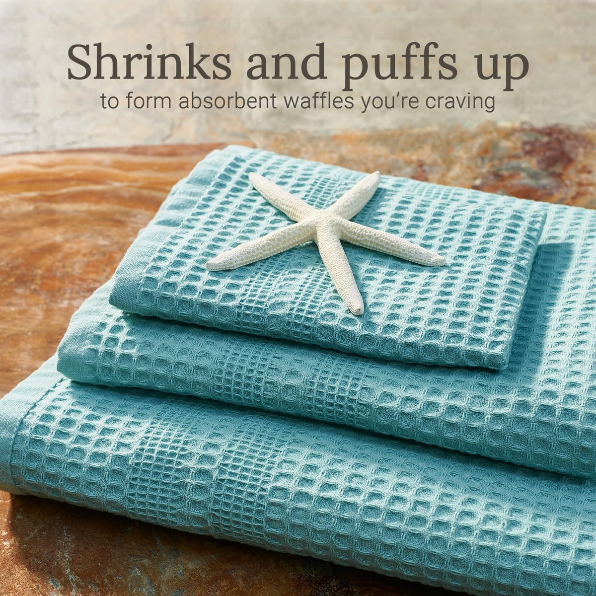 GILDEN TREE Waffle Towel Set Quick Dry Thin | 2 Bath Towels | 2 Hand Towels | 2 Washcloths, Classic
