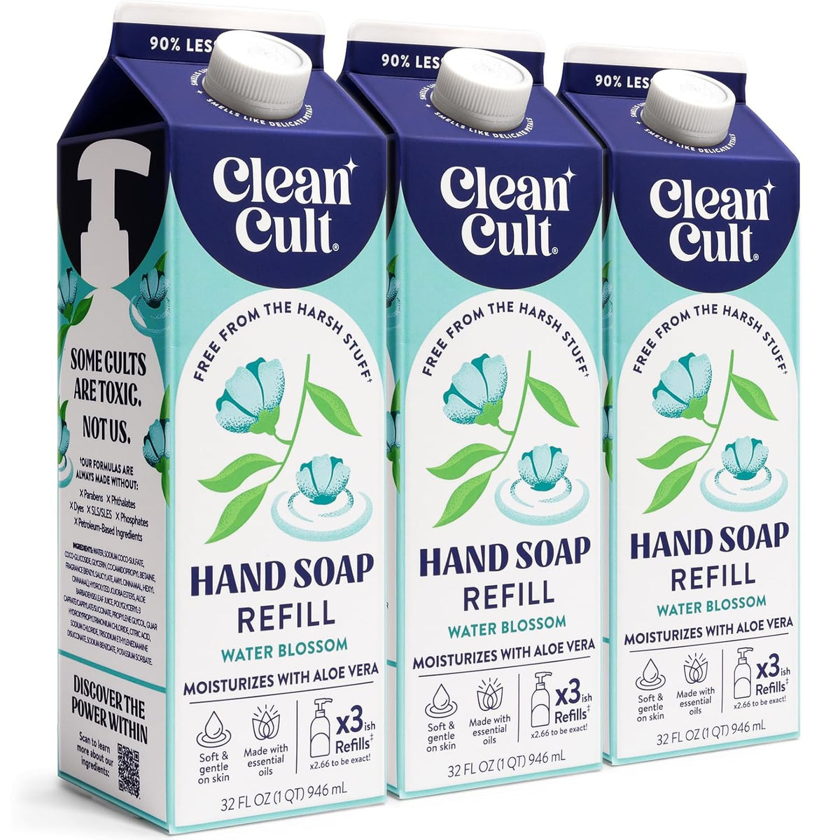 Cleancult Liquid Hand Soap Refill - Water Blossom - Moisturizes Dry & Sensitive Skin - Made with