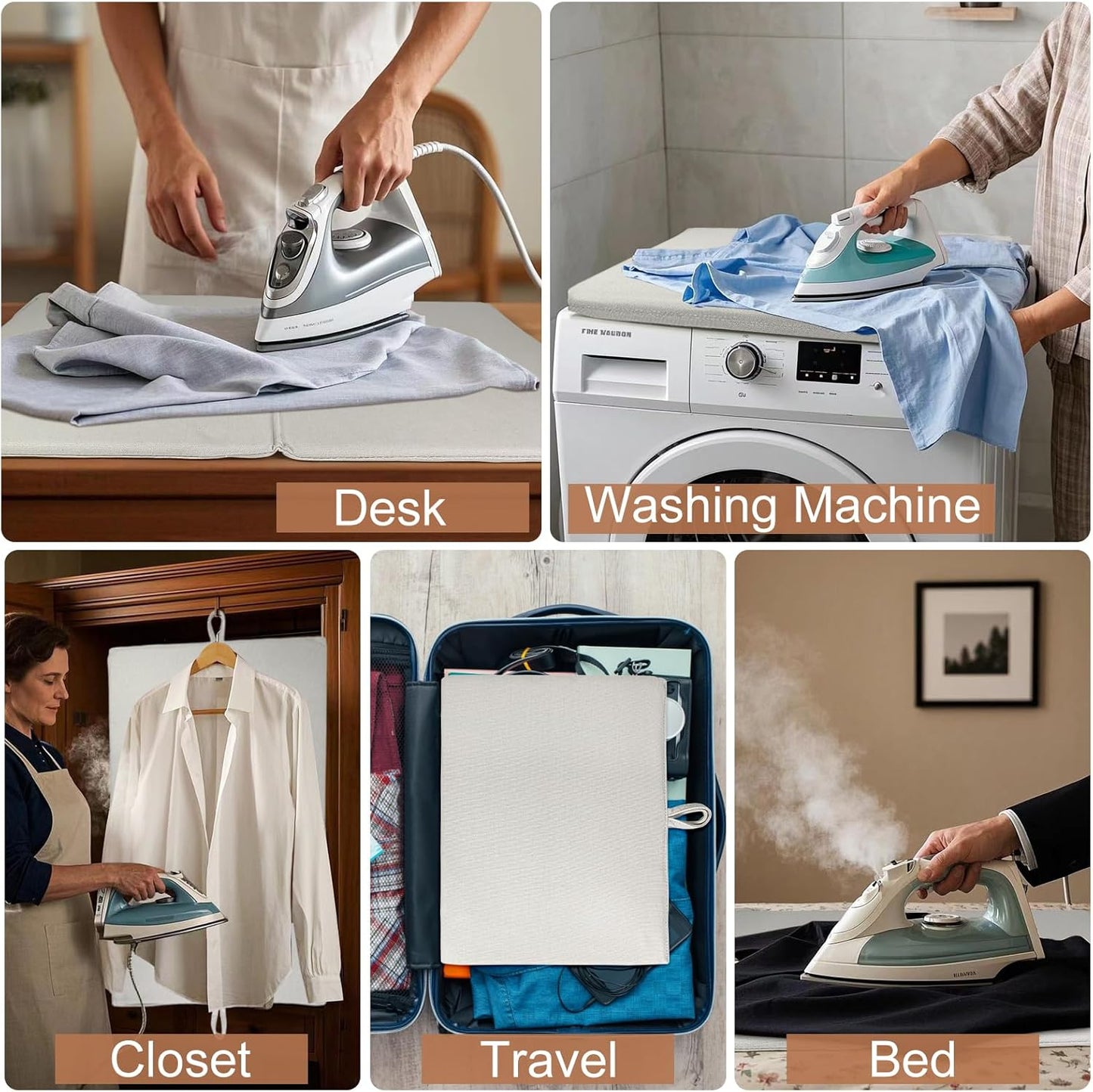 24" x 16" Ironing Mat Foldable, Portable Small Thickened Heat Resistant Cotton Wood Mini Ironing