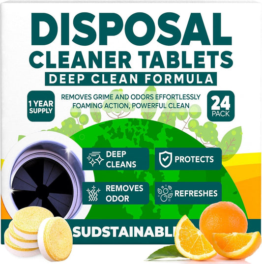 Sudstainables Garbage Disposal Cleaner Tablets 24-Pack - Sink Cleaner and Deodorizer, Disposal