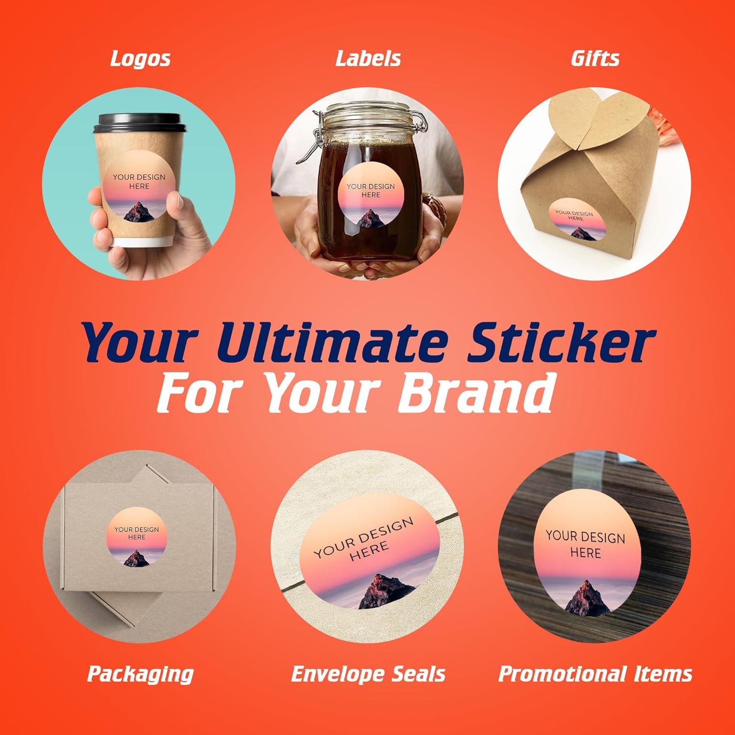100 Custom Vinyl Stickers - Upload Your own Image, Text, Design, Logo - Personalized Logo Labels