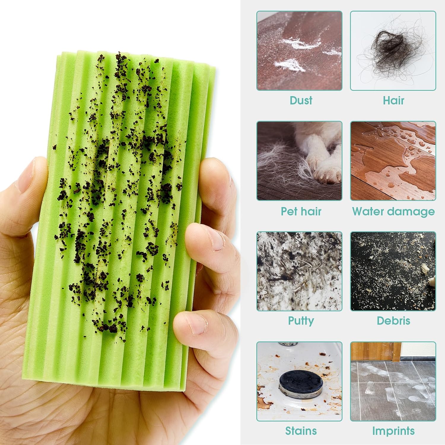 4 Pack Damp Dusting Sponge Duster, Green Dust Cleaning Sponge, Reusable Household Cleaning Sponge