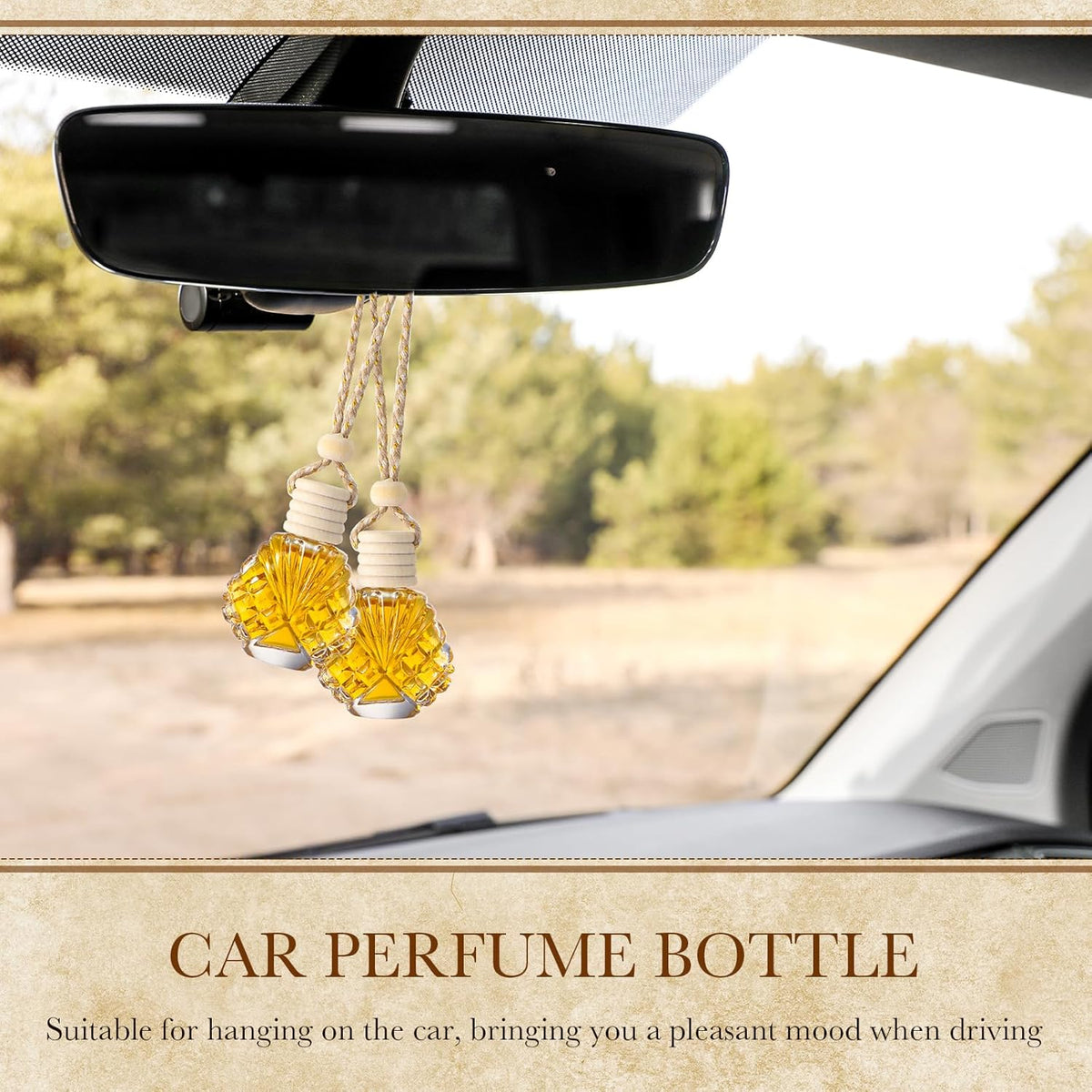 BBTO 50 Pcs Hanging Car Air Freshener Car Diffuser Bottles Empty Glass Perfume Bottle Freshener