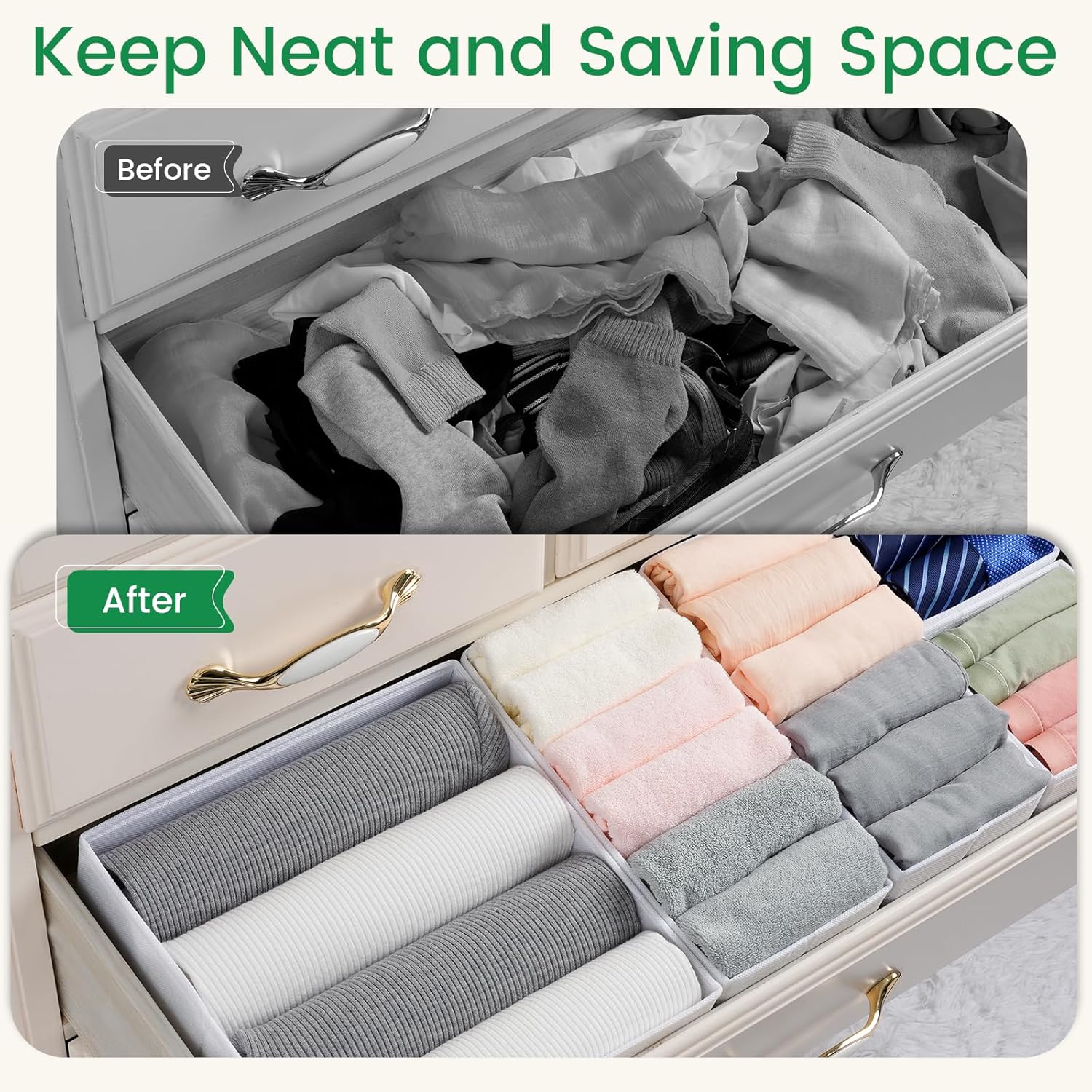 Criusia 16 Pack Underwear Drawer Organizer, Drawer Organizer Clothes, Foldable Cloth Storage Box