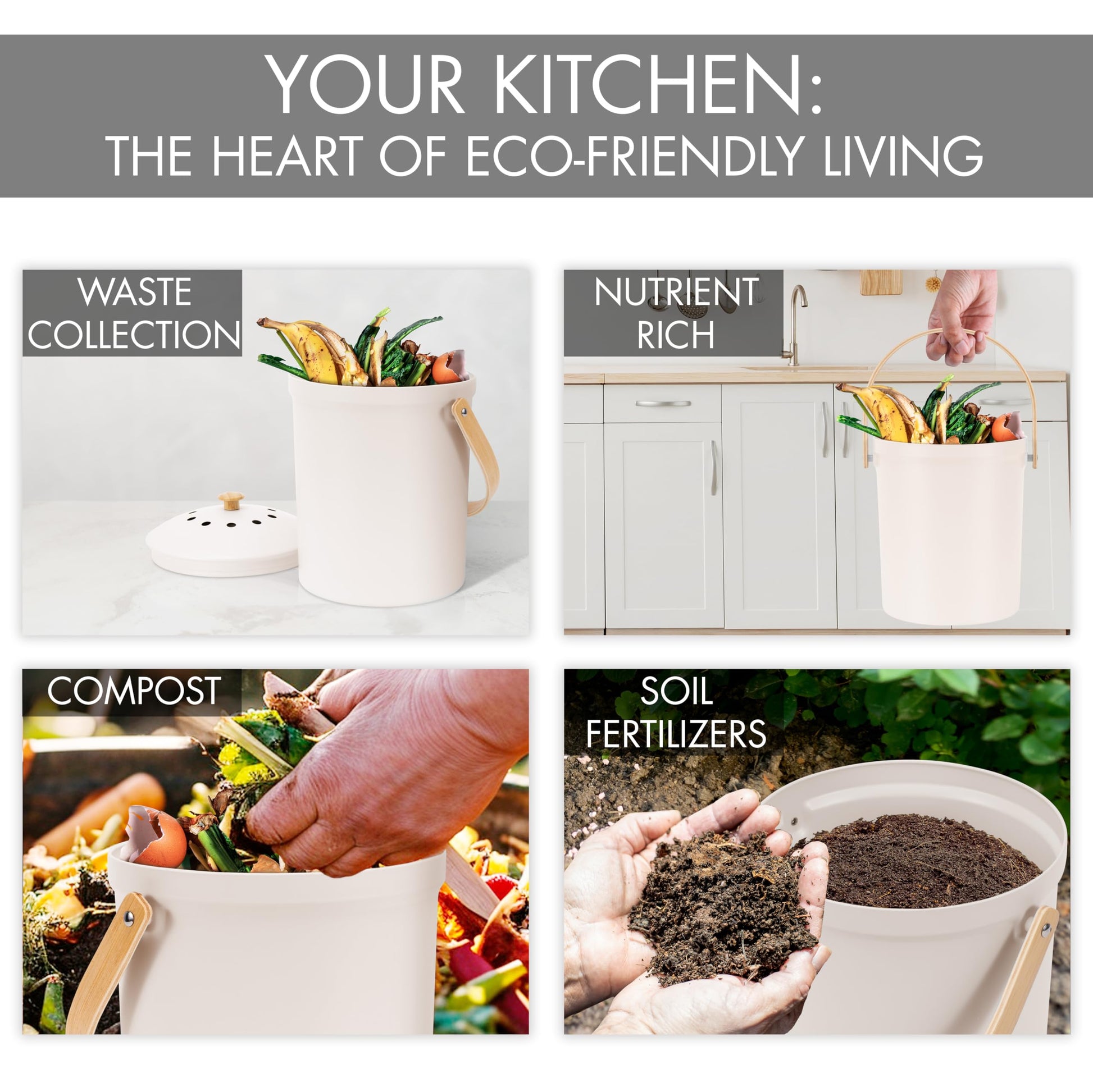 Beautiful Kitchen Compost Bin with Smell Proof Lid - Rust Proof and Odorless Compost Bucket for