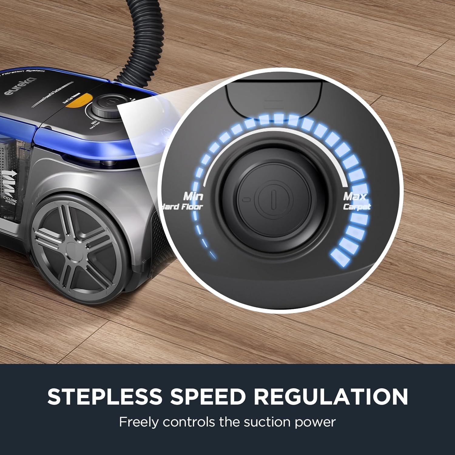Eureka Bagless Canister Vacuum with Washable HEPA Filter, 16KPA Suction for Carpets/Hard Floors