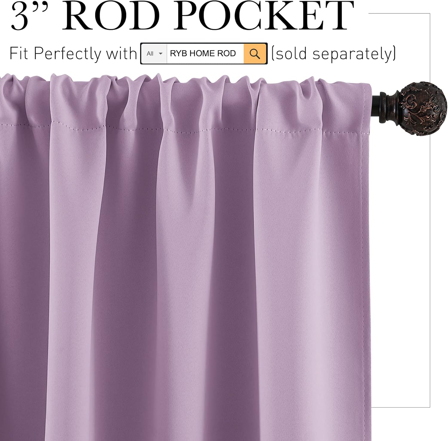 RYB HOME Blackout Curtains for Bedroom Thermal Insulated Window Drapes for Living Room, 2 Panels