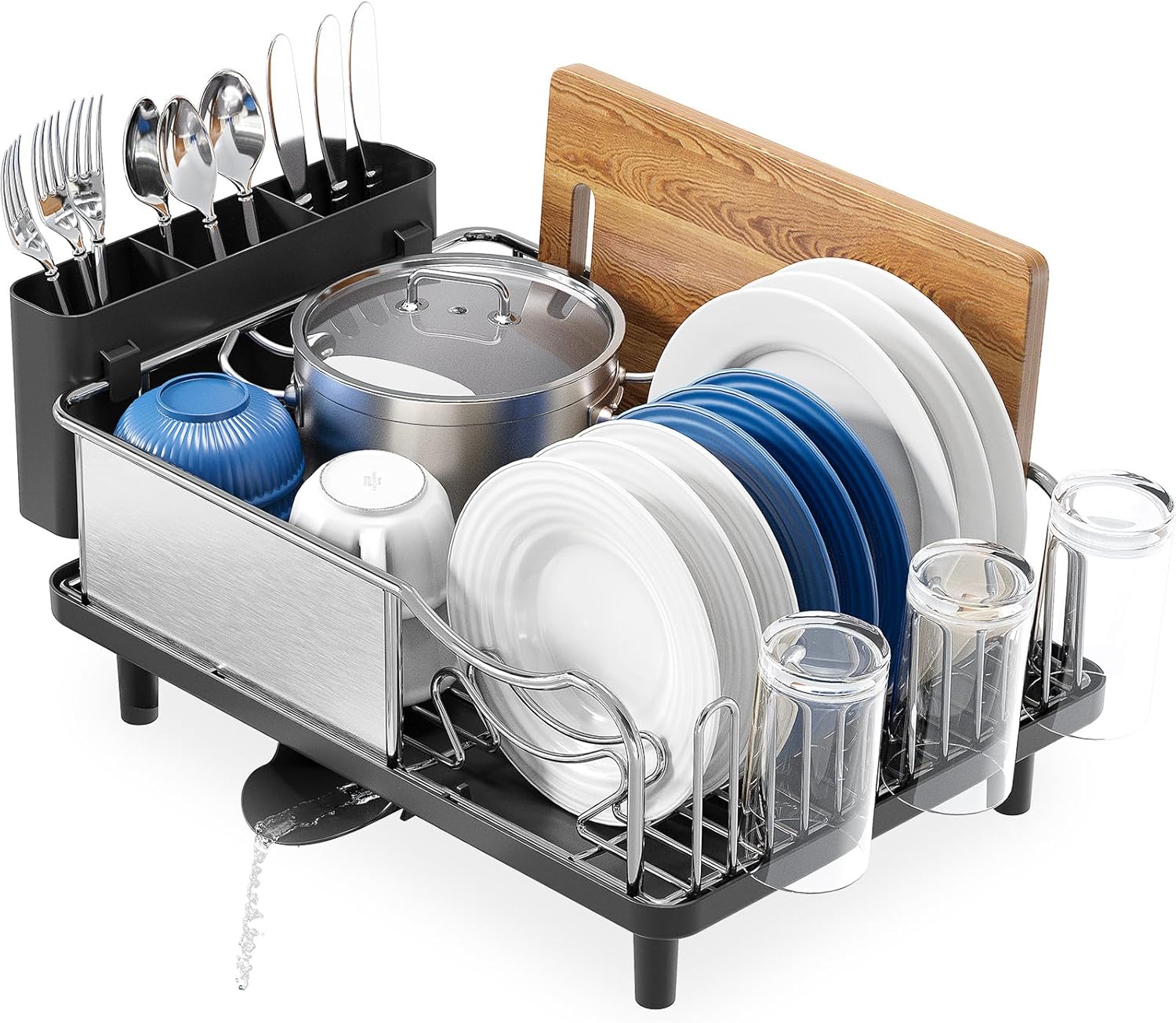 Stainless Steel Dish Drying Rack - Large Capcity 304 Grade Dish Drainer for Kitchen Counter with