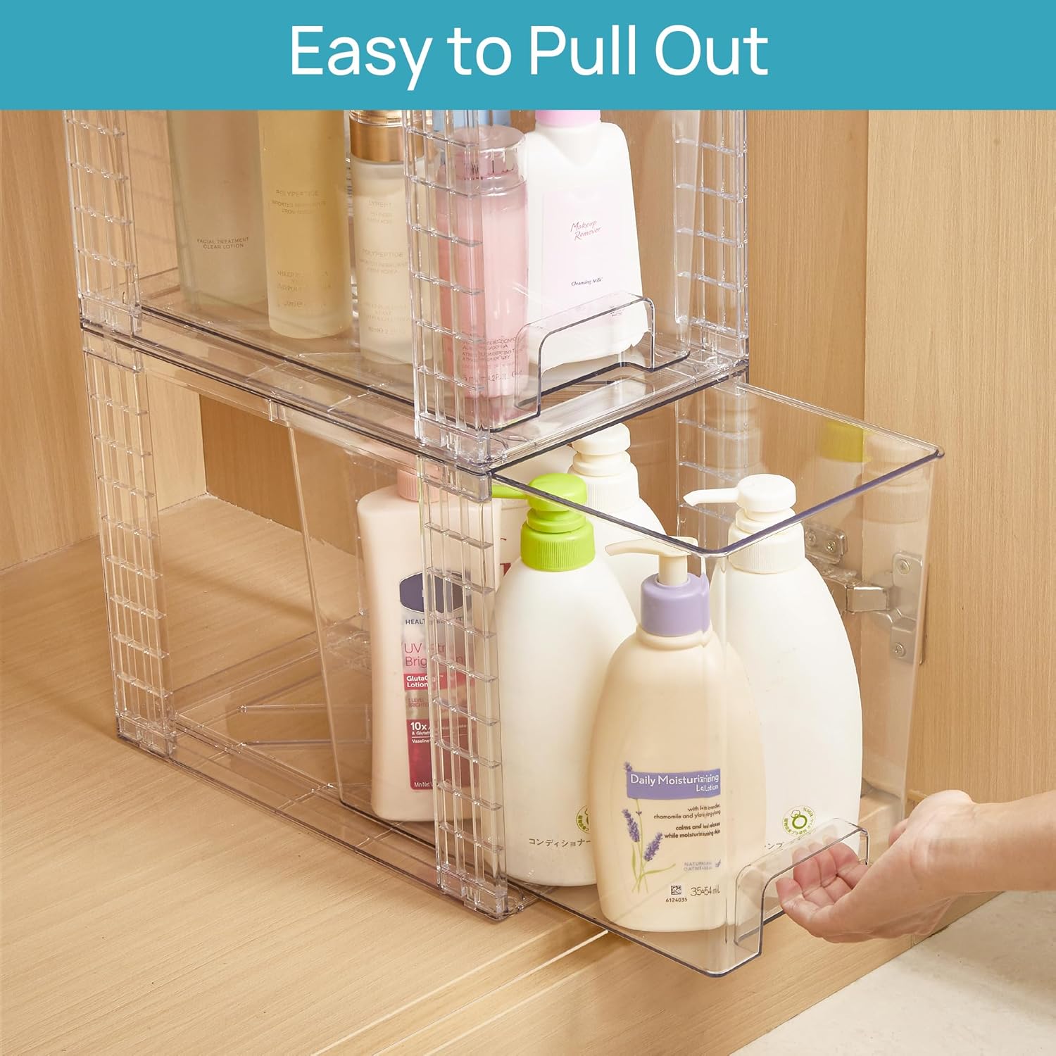 Vtopmart 2 Pack Clear Stackable Storage Drawers,9.7" High Plastic Organizers Bins for Skincare