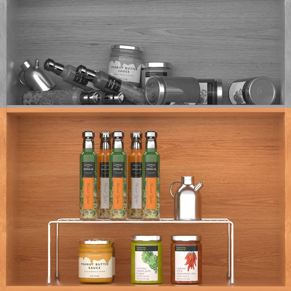 iPEGTOP Large (15.7 x 9.4 Inch) Kitchen Freezer Cabinet Organizer Shelf, Set of 4 Rustproof Metal