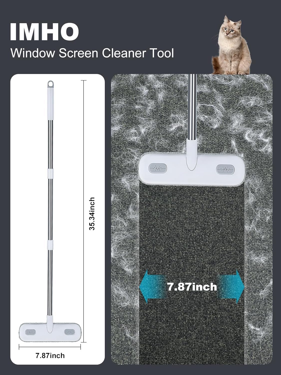 IMHO Cleaning Brush for Window Screen, Screen Cleaner Tool, 2 in 1 Mesh Screen Cleaning Brush