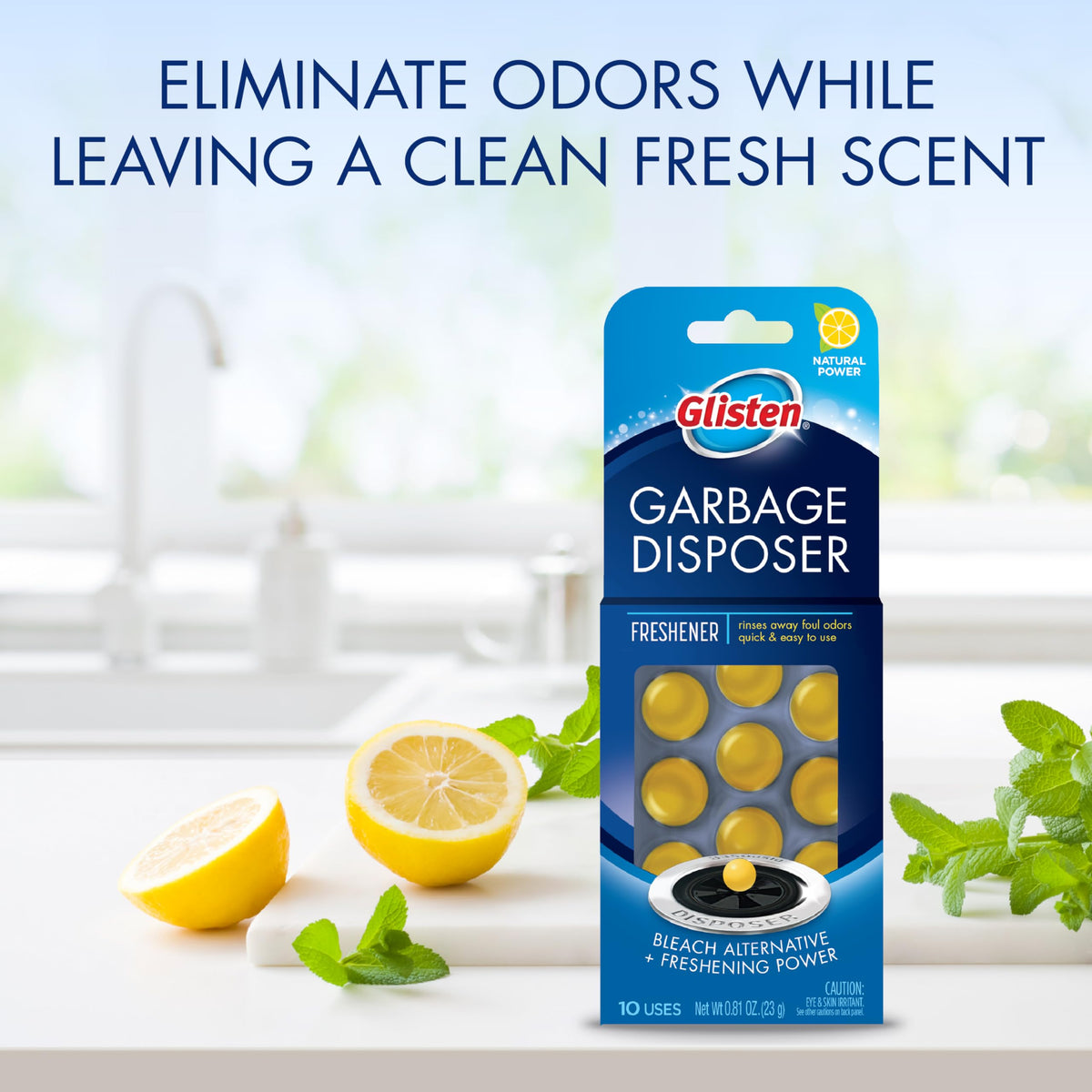 Glisten Garbage Disposer Freshener, Lemon Scent Deodorizer, 10 Capsules – view 6