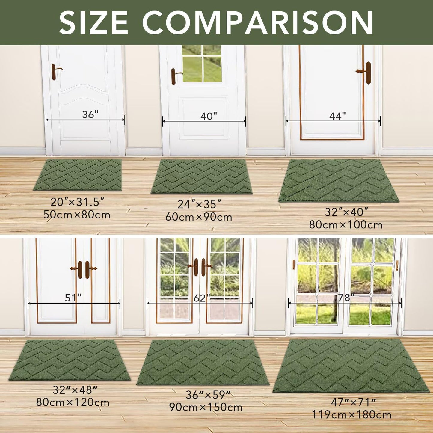 hicorfe Indoor Door Mat,Non Slip Door Mats,32"x48" Front Back Door Mat Rubber Backing,Absorbent