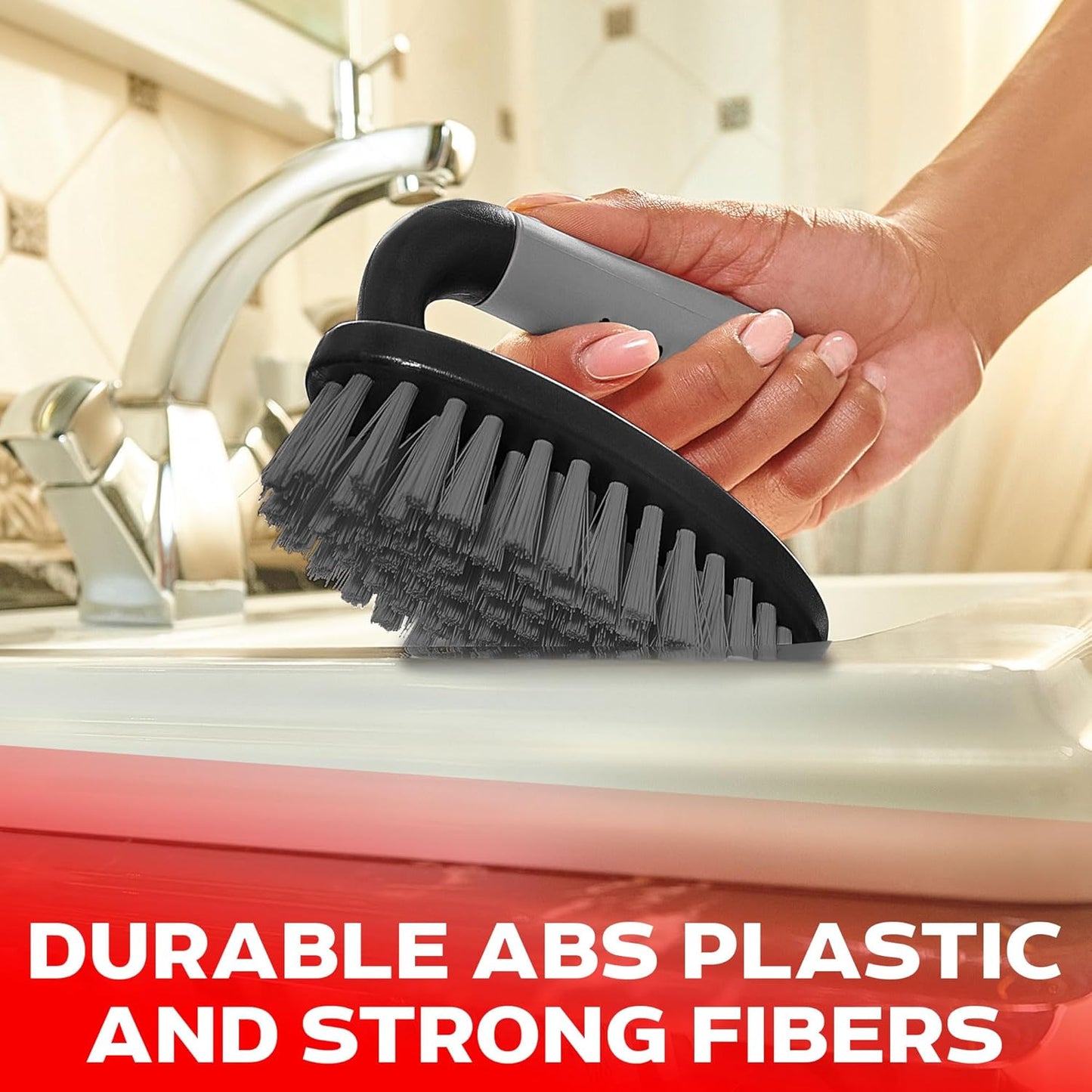 Scrub Brush Set of 6 pcs - Cleaning Shower Scrubbers with Squeegee for Shower Glass and Adhesive