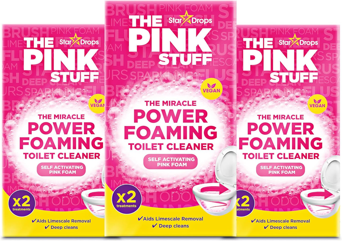 Stardrops The Pink Stuff Miracle Power Foaming Toilet Cleaner – Self-Activating Formula for Deep