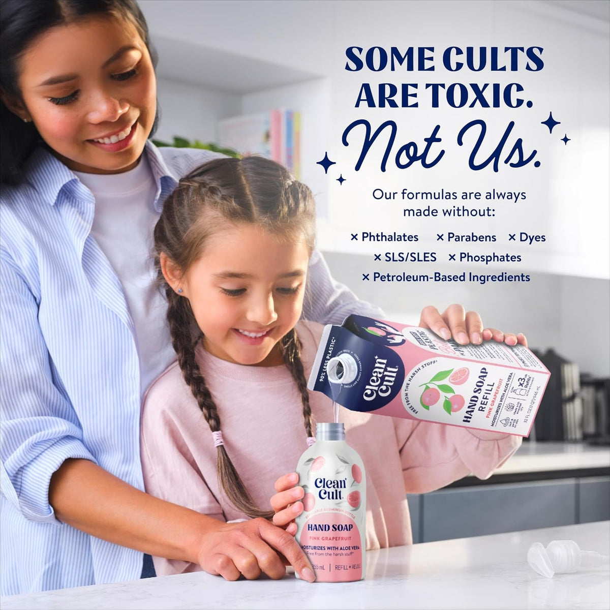 Cleancult Liquid Hand Soap Refill - Pink Grapefruit- Moisturizes Dry & Sensitive Skin - Made with