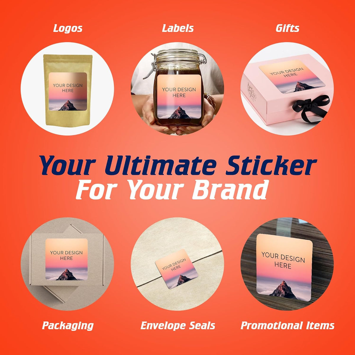 100 Custom Vinyl Stickers - Upload Your own Image, Text, Design, Logo - Personalized Logo Labels