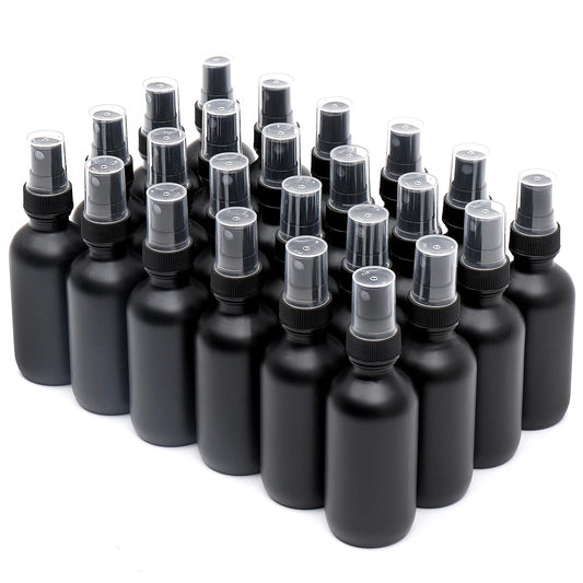 Frosted Black Glass Small Spray Bottle 2 oz 24 Packs,Fine Mist Sprayer Small Clear