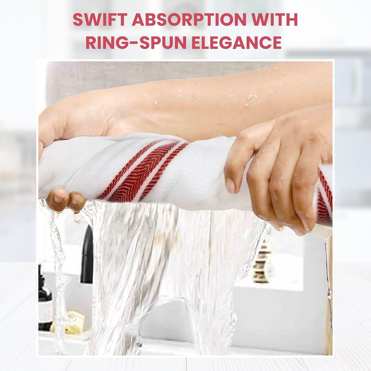 WHITEWRAP Kitchen Dish Towels for Kitchen, Highly Absorbent for Drying and Cleaning, Durable and