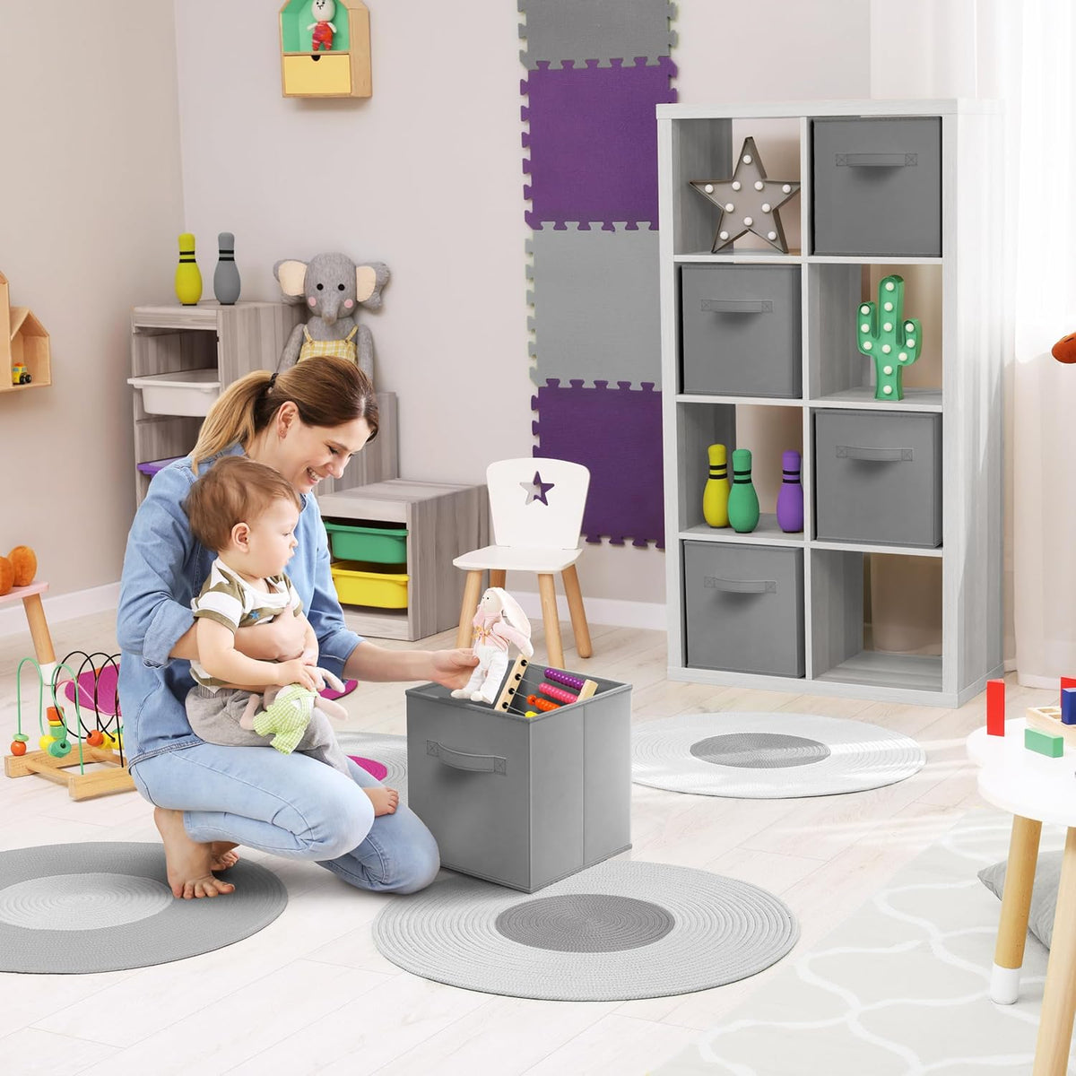 Sorbus Fabric Storage Cubes - 8 Foldable Storage Bins for Organizing Pantry, Cubbies, Toy Box