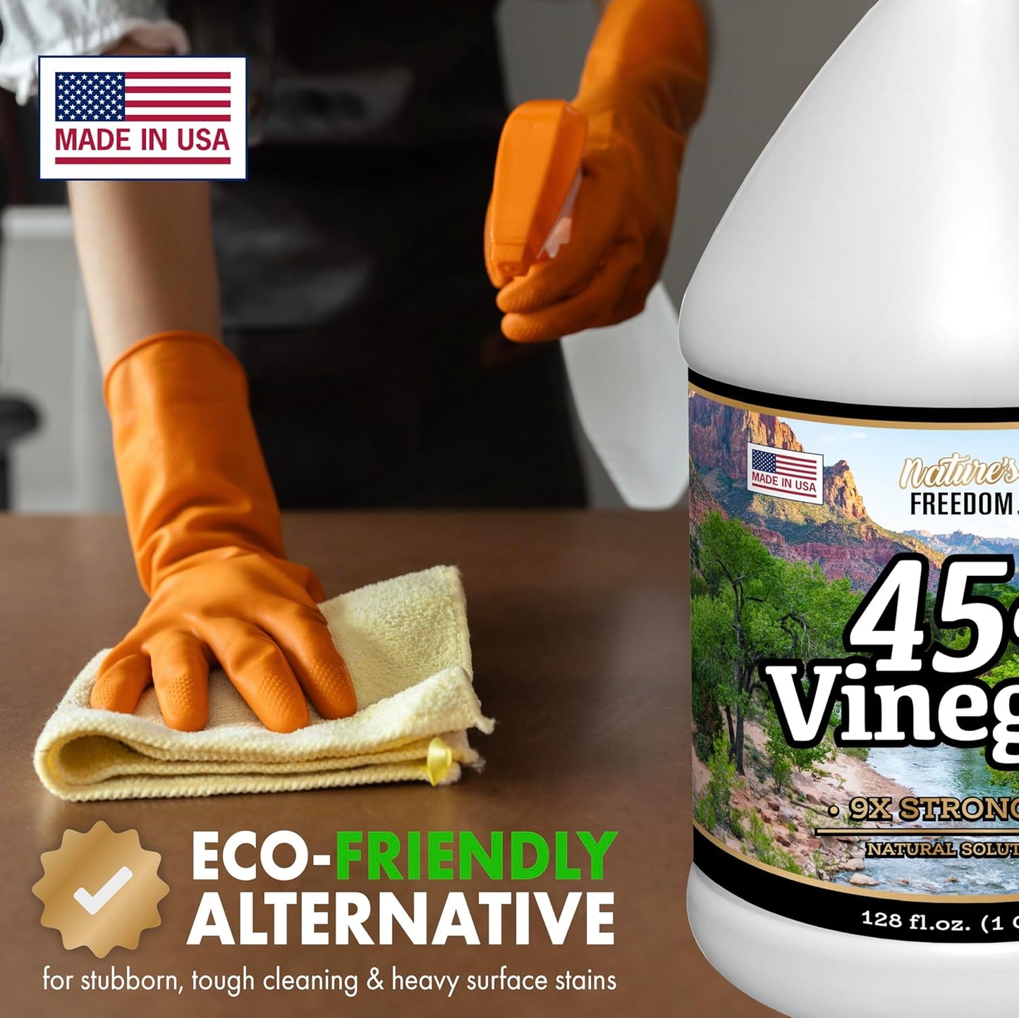 Nature's Freedom 45% Concentrated Vinegar, 1 Gallon - Dilutes to 9 Gallons - 9x Strength