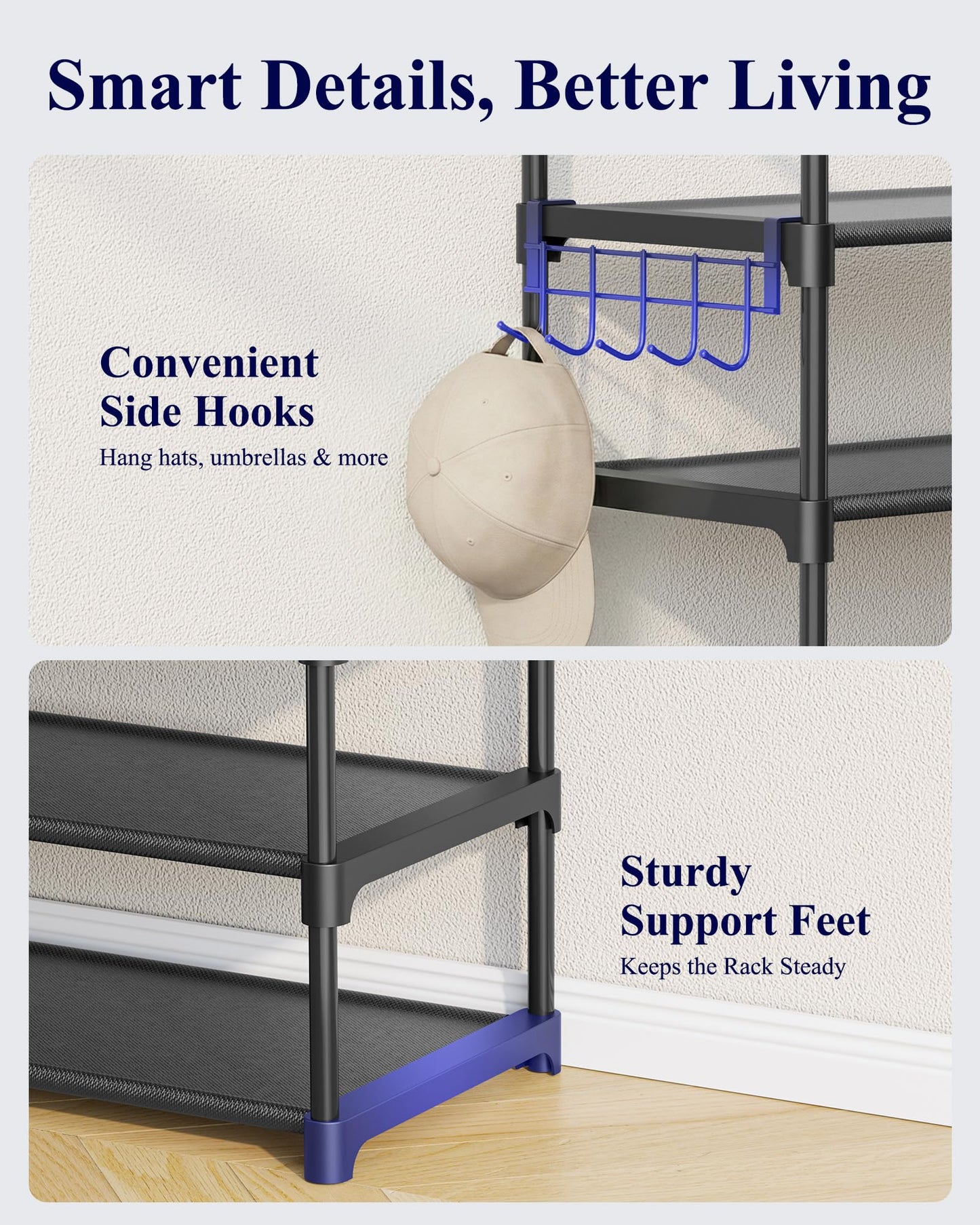 Kitsure 10 Tier Shoe Rack, Tall Shoe Organizer, 32.2" Wide, Black
