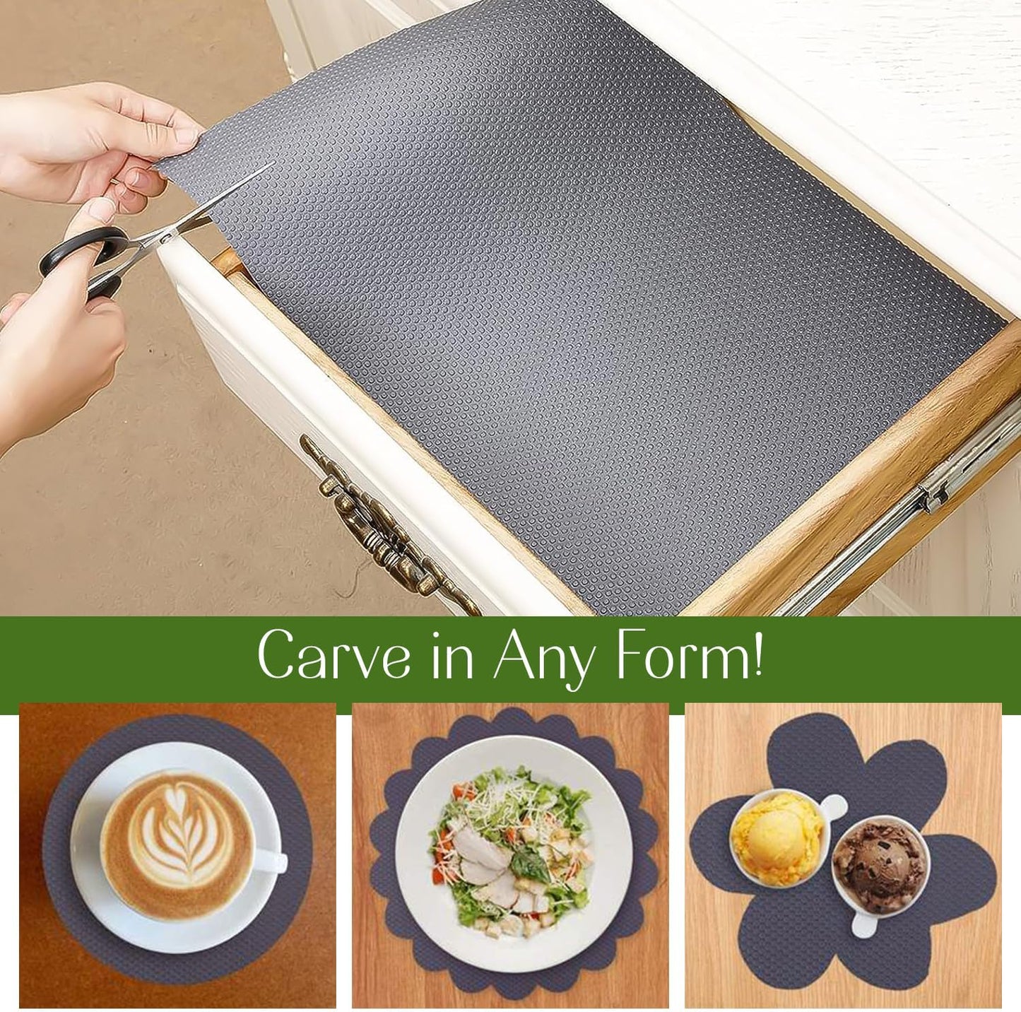 EVALAND 12" x 33 FT Non-Slip Shelf Liner, Non-Adhesive, BPA-Free, Waterproof Pantry Liner for