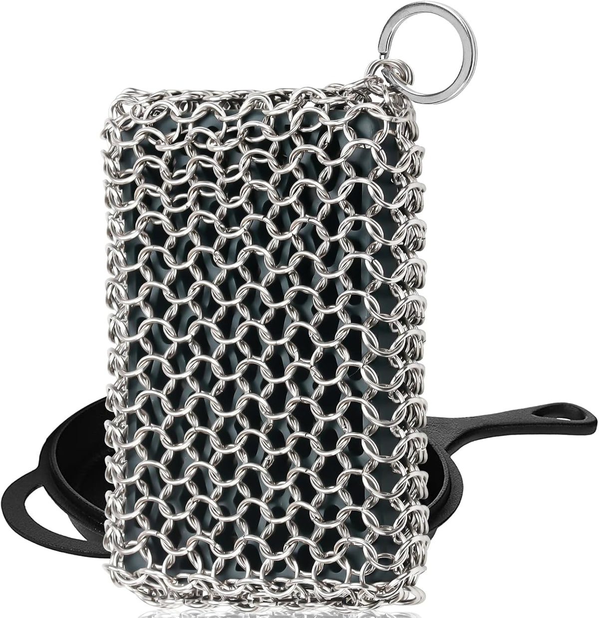 Herda Chain Mail Cast Iron Cleaner Scrubber,316 Chainmail Pan Scrubber Metal Cleaning Brush, Pad