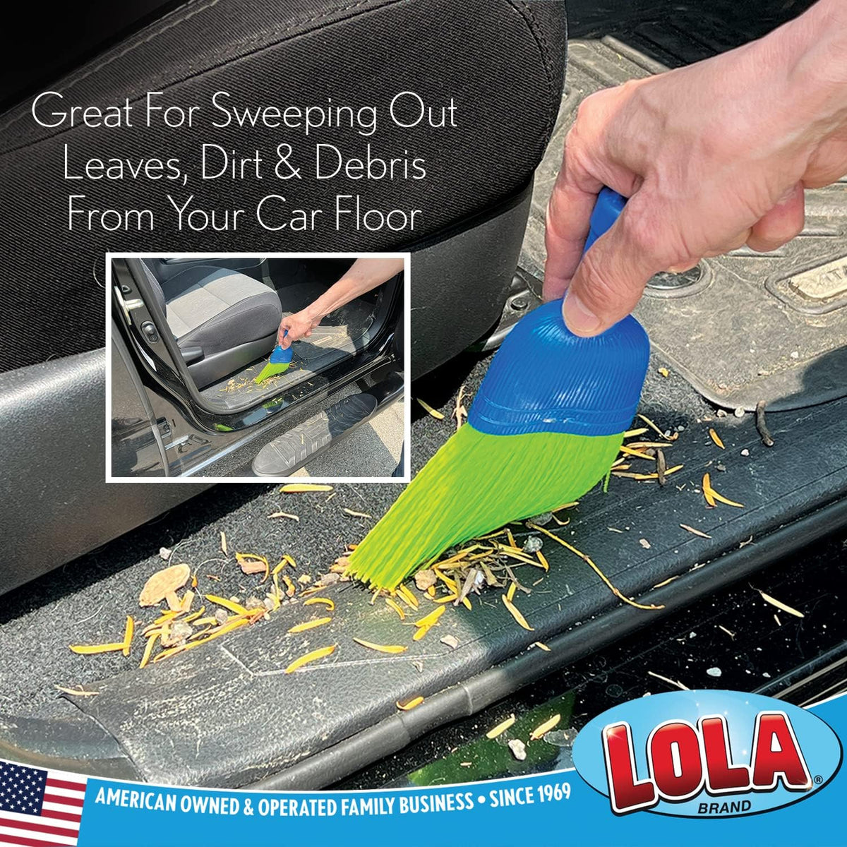 LOLA Whisk Broom, Hand Brush, 2 Pack, Durable Bristles, Whisks Away Dirt & Debris, Compact, Hang