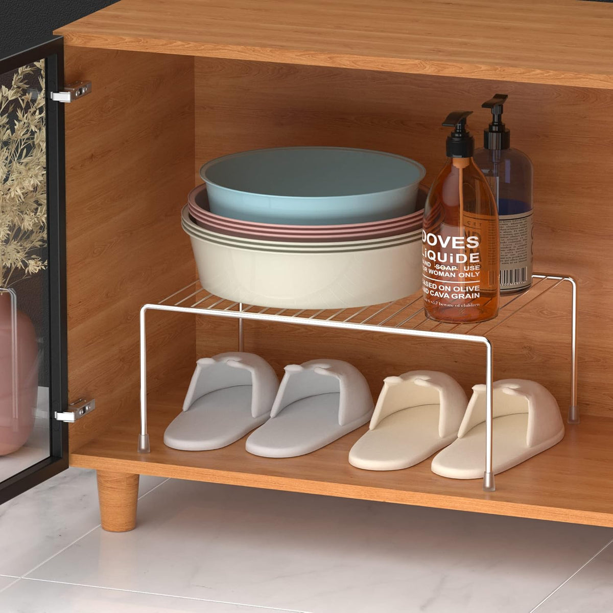 iPEGTOP Large (15.7 x 9.4 Inch) Kitchen Freezer Cabinet Organizer Shelf, Set of 4 Rustproof Metal