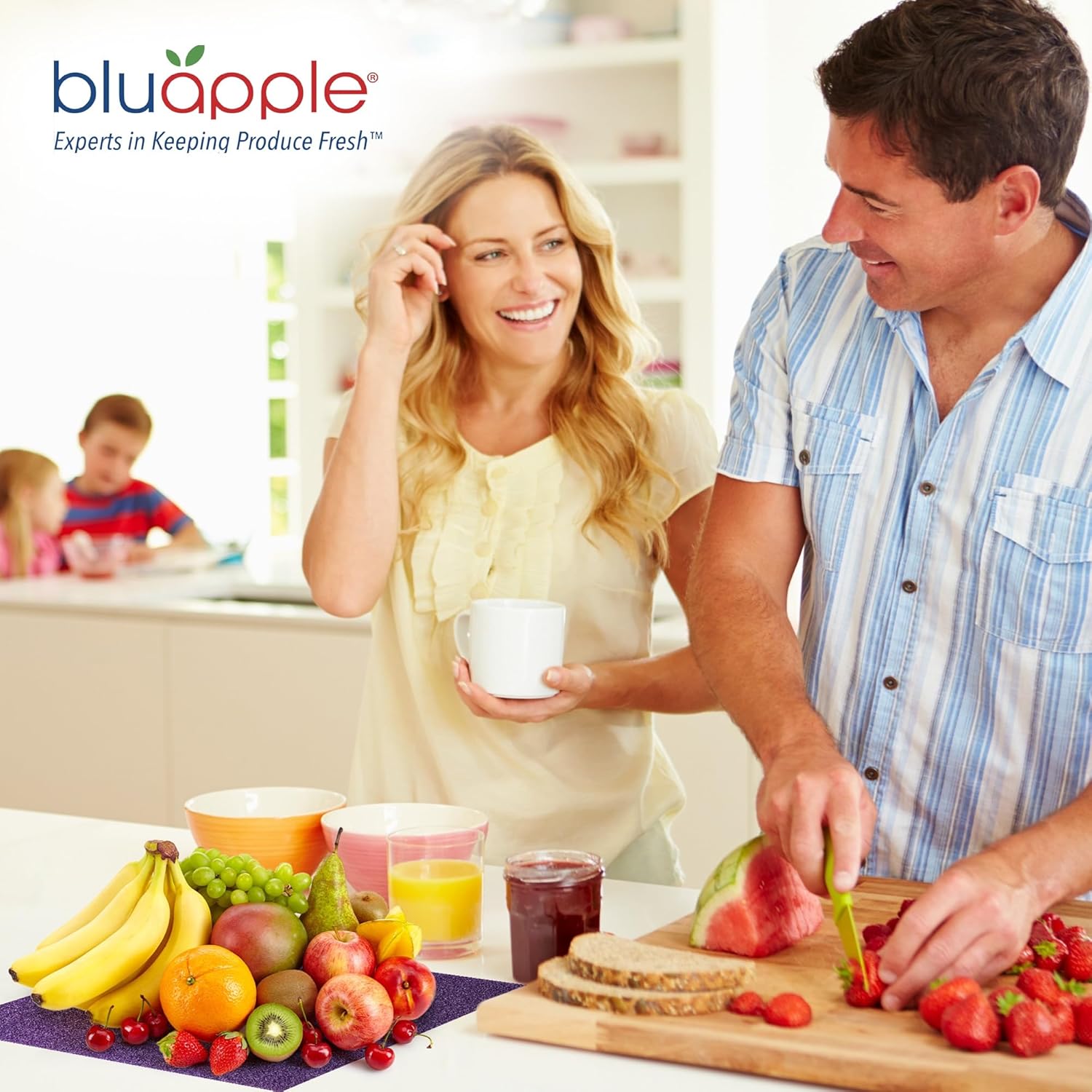 Bluapple FreshMats, Refrigerator Bin Liner, Fridge Drawer Mats, Crisper Life Extender Liner Keeps