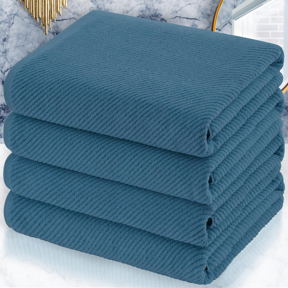 VOOVA & MOVAS Bath Towels Set of 4, Large 30" x 56" - 100% Cotton | Thick | Lightweight | Soft |