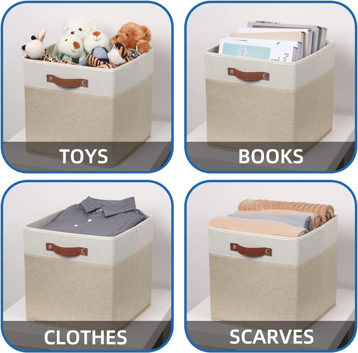 Temary Cube Storage Bins 13 Inch Fabric Storage Cubes Storage Baskets for Shelves Closet Baskets