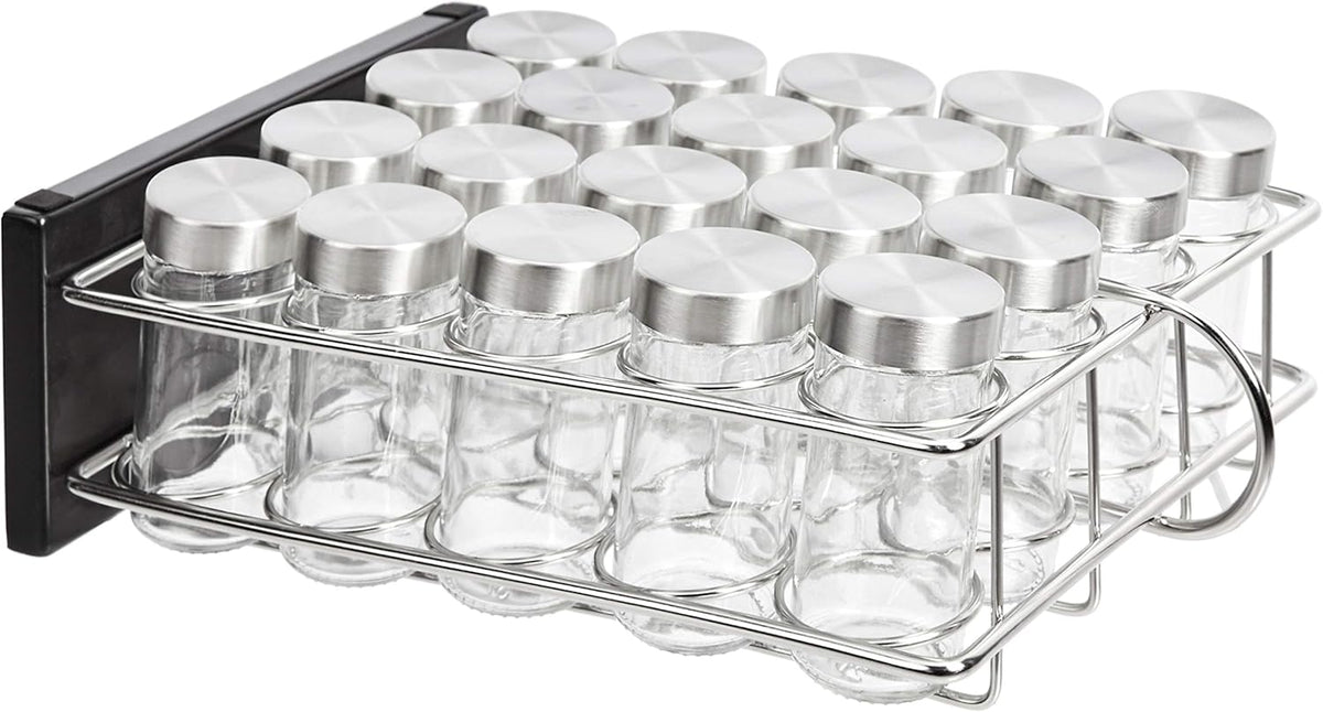 Amazon Basics 20 Jars Spice Organizer Rack, Silver (Pack of 4)