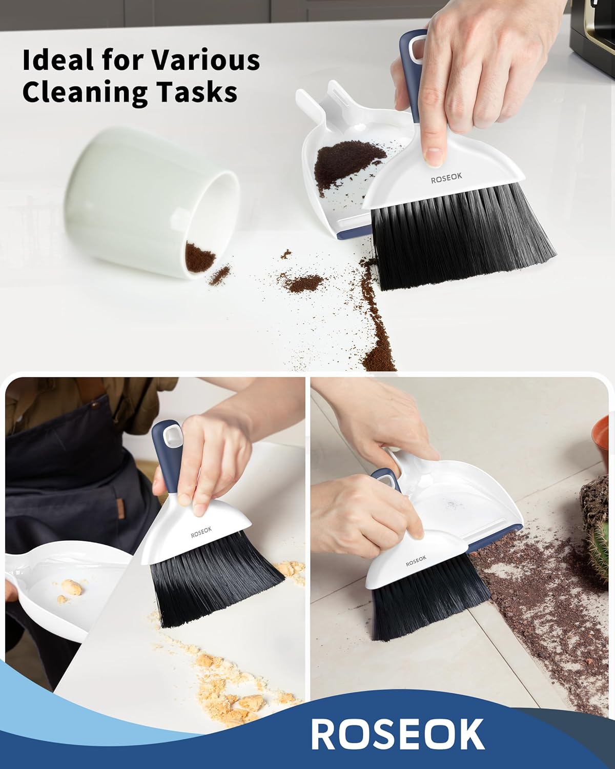 Mini Broom and Dustpan Set for Cleaning, Compact Desktop Dustpan with Brush for Kitchen Counter