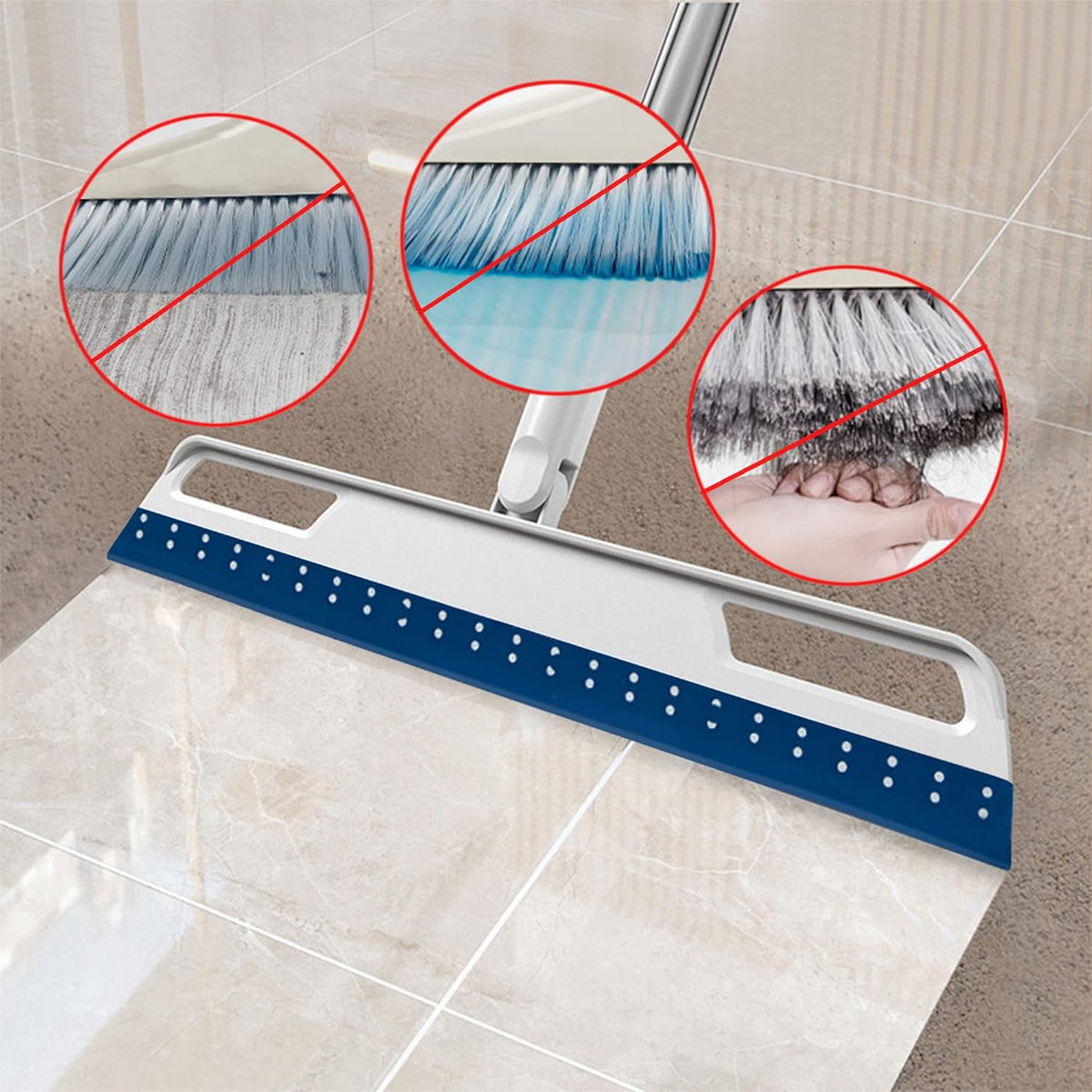 Multifunction Magic Air Broom, Silicone Broom with 56" Long Handle, 4 in 1 Rubber Squeegee Sweeper